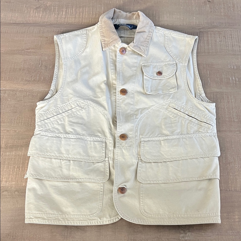 Vintage Polo Ralph Lauren Tan and Corduroy Utility Hunting Fishing Vest